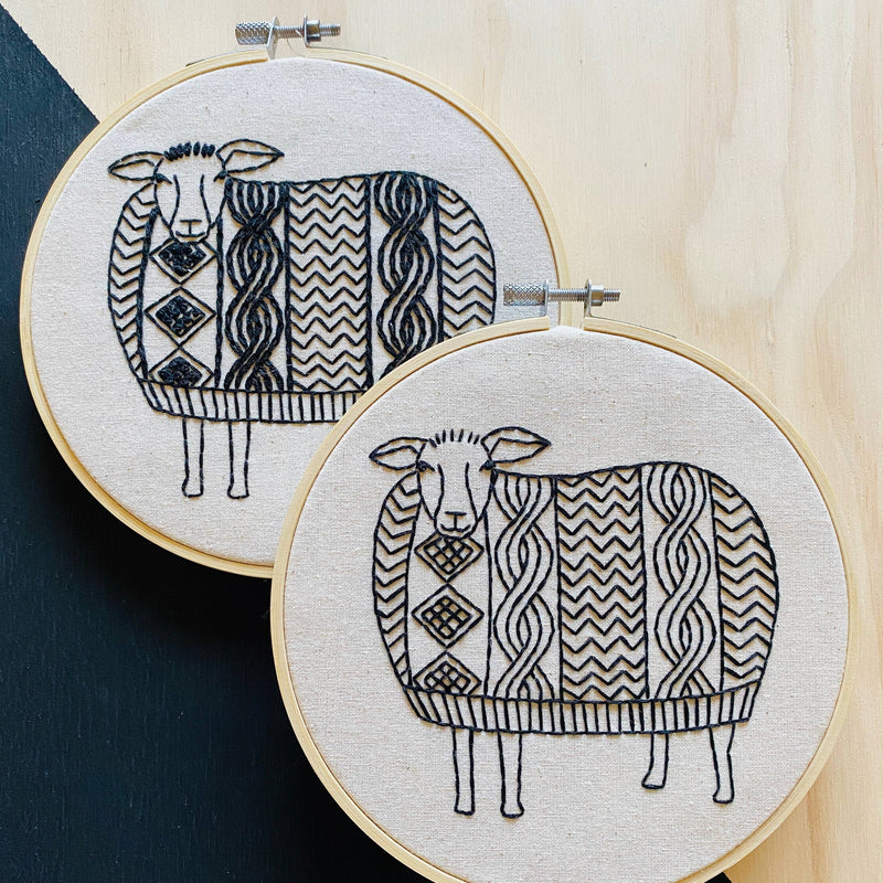 Hook, Line & Tinker - Sweater Weather Sheep Complete Embroidery Kit