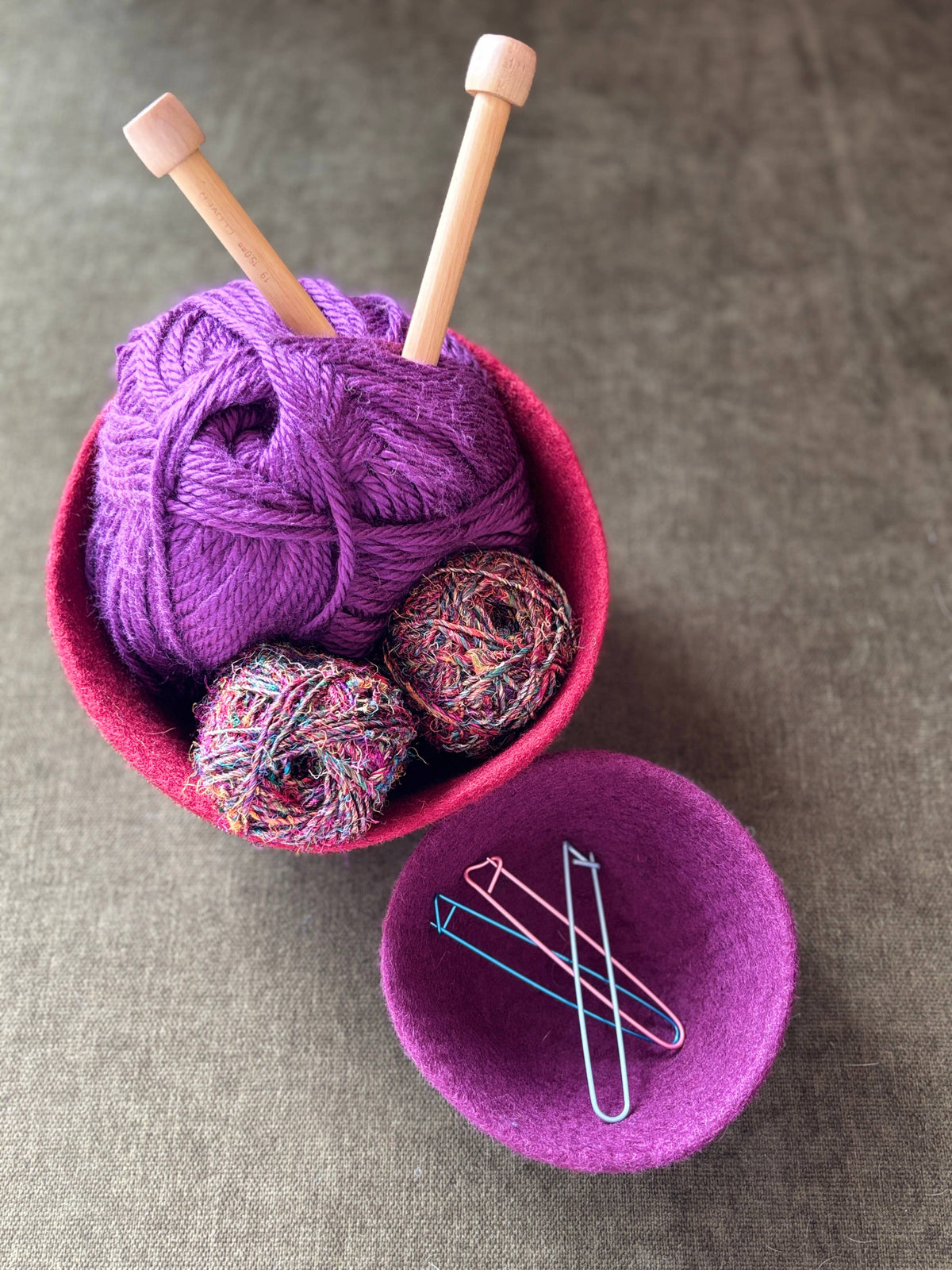 Fibres of LIfe - Felt Bowl - Small | Wool Felt Yarn Bowl | Knitting Bowl