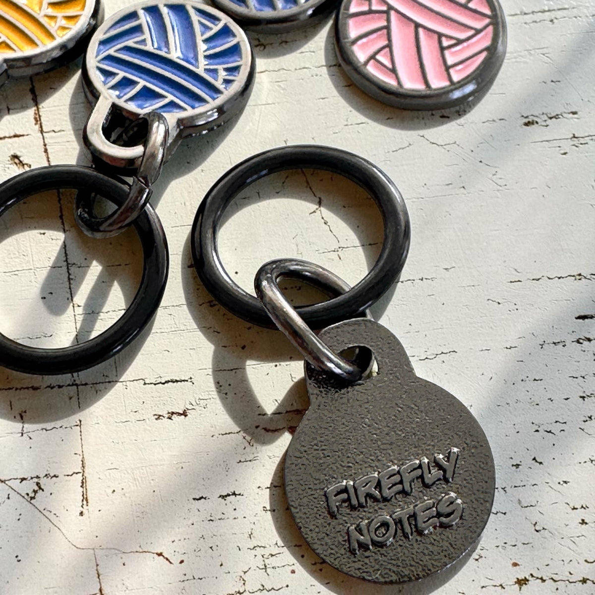 Firefly Notes - From the Yarn Shelf – Yarn Ball Stitch Marker Set (Set of 8) | Knitting Stitch Markers