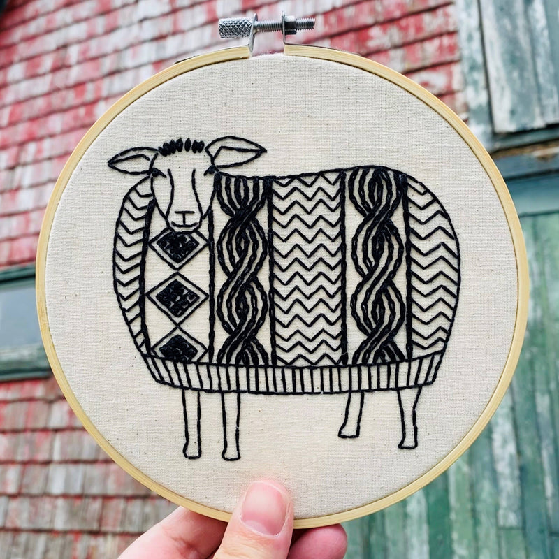 Hook, Line & Tinker - Sweater Weather Sheep Complete Embroidery Kit