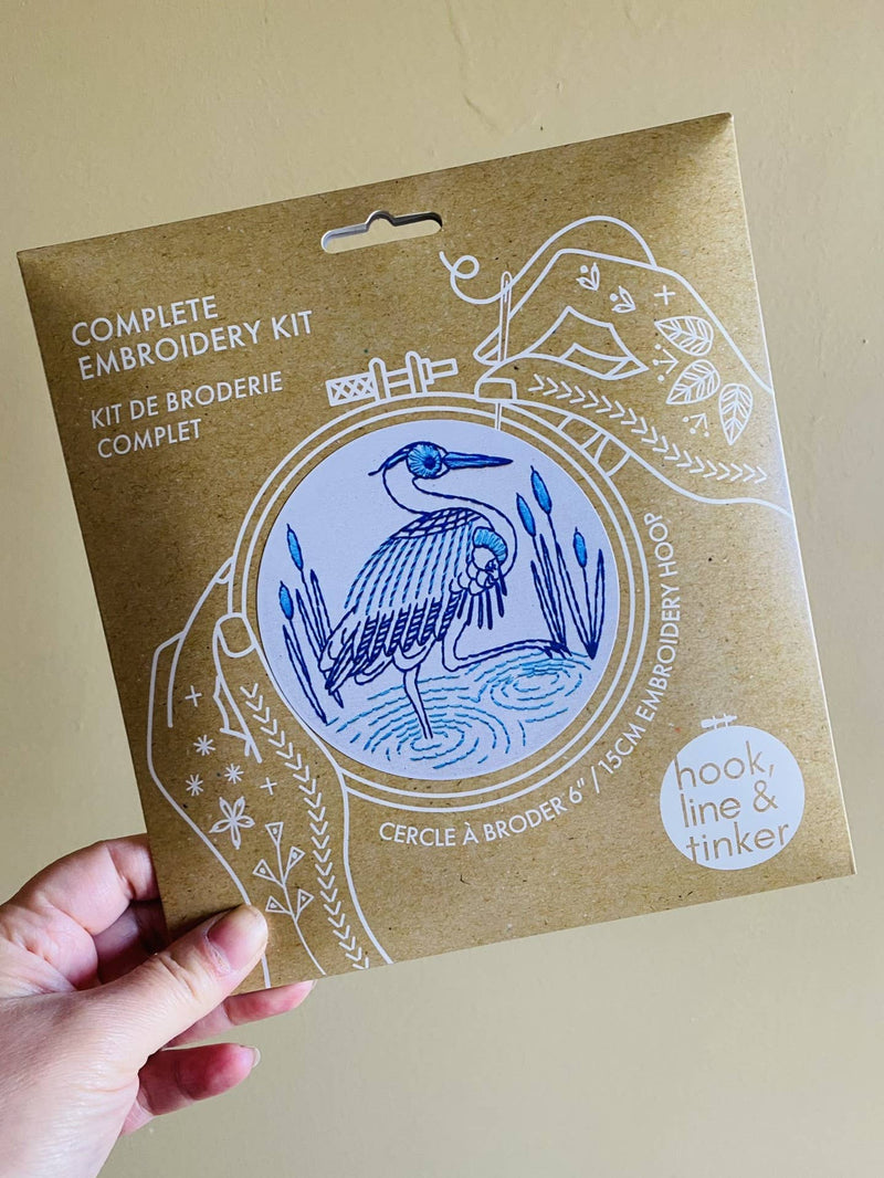 Hook, Line & Tinker - Blue Heron Complete Embroidery Kit