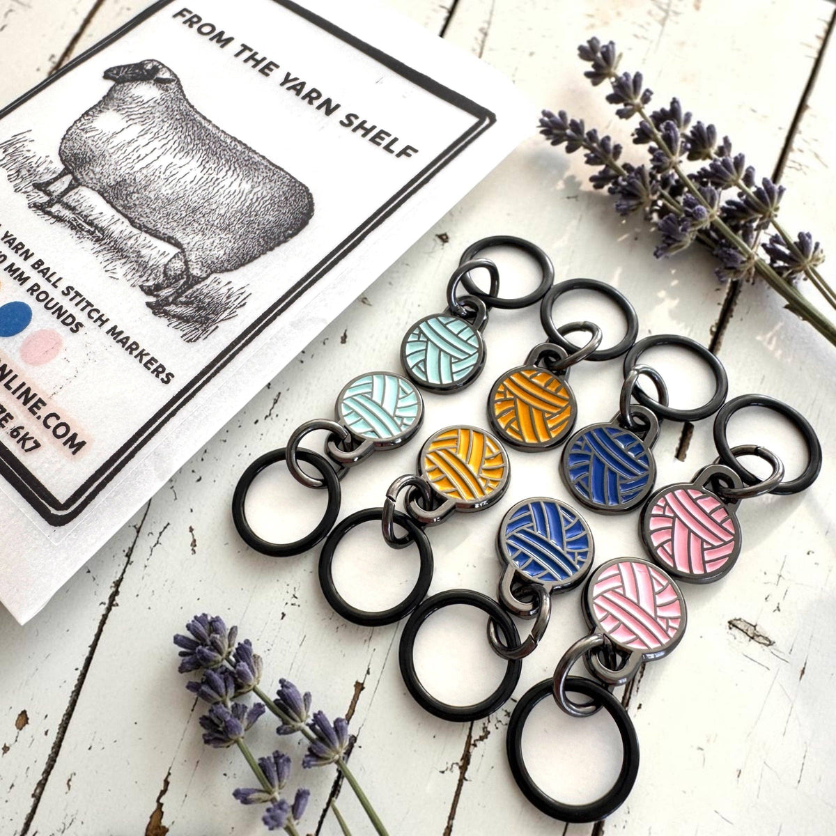 Firefly Notes - From the Yarn Shelf – Yarn Ball Stitch Marker Set (Set of 8) | Knitting Stitch Markers