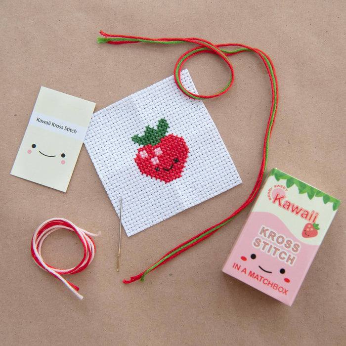 Marvling Bros Ltd - Kawaii Strawberry Mini Cross Stitch Kit In A Matchbox