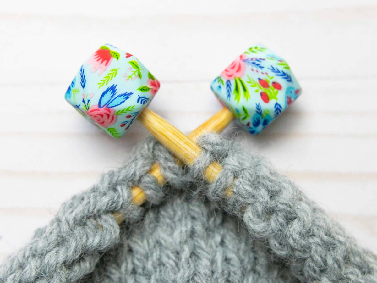 Fox & Pine - *Small Hole* Blue Floral Hexagon | Stitch Stoppers