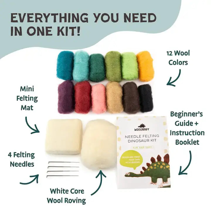 Woolbuddy - DIY Needle Felting Dinosaur Kit – Craft 4 Dino Friends