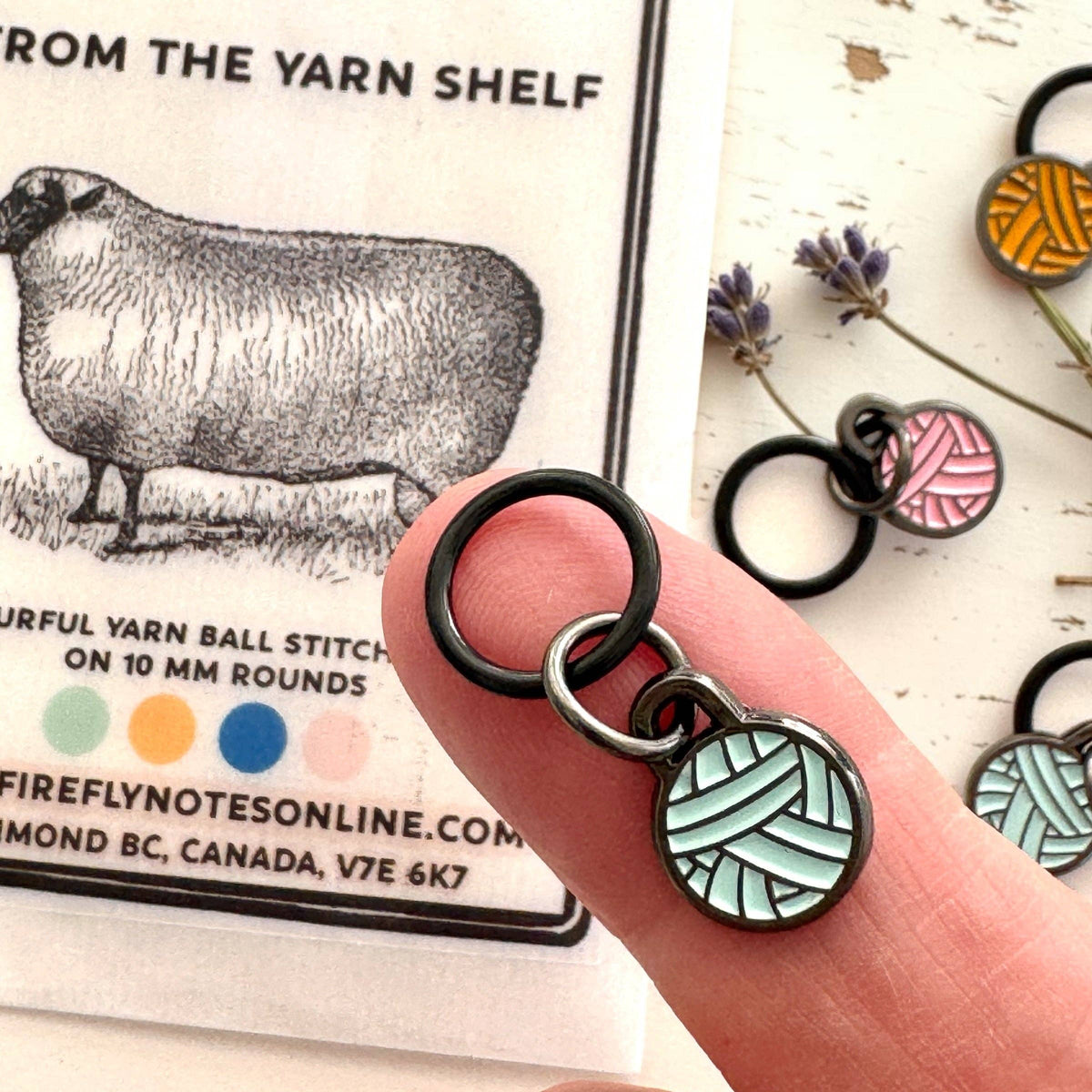 Firefly Notes - From the Yarn Shelf – Yarn Ball Stitch Marker Set (Set of 8) | Knitting Stitch Markers