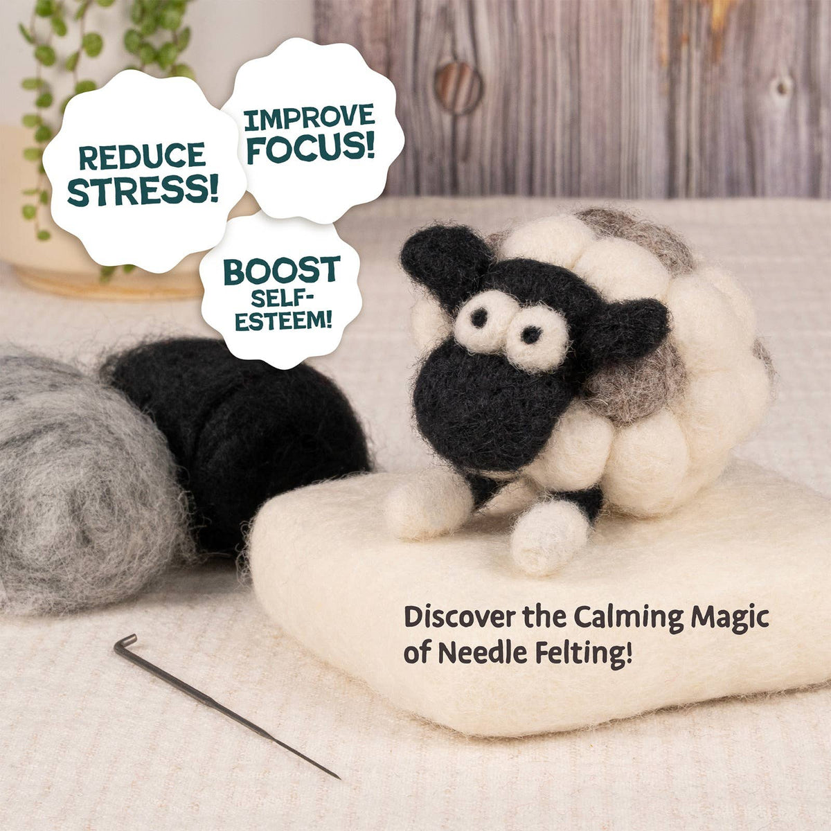Woolbuddy - DIY Needle Felting Farm Collection Kit –Craft 6 cute animals