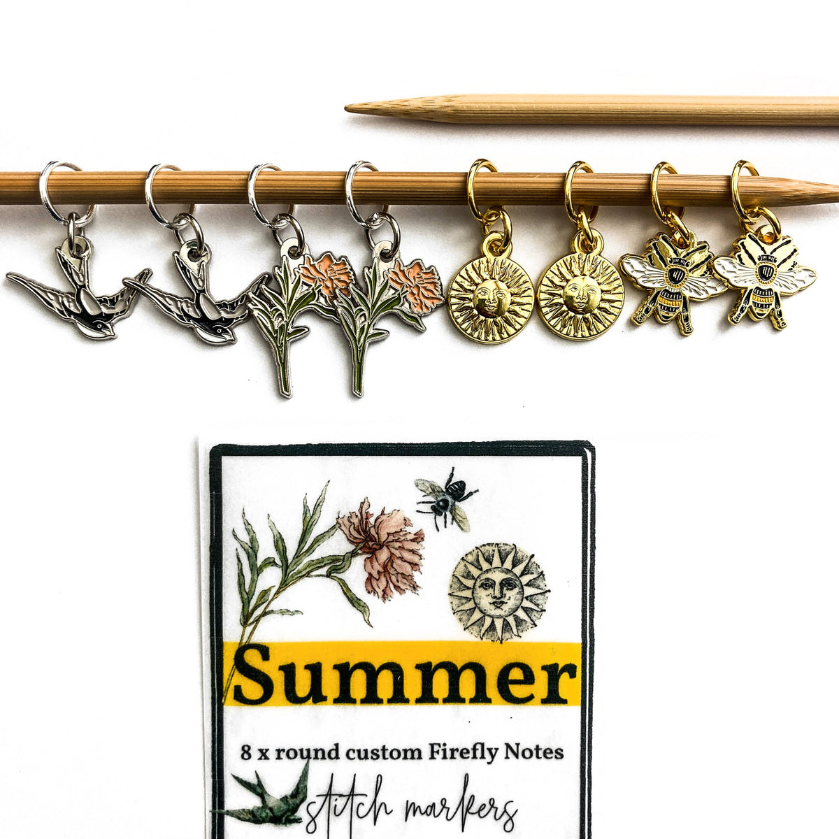 Firefly Notes - Summer stitch markers, custom Firefly Notes stitch markers