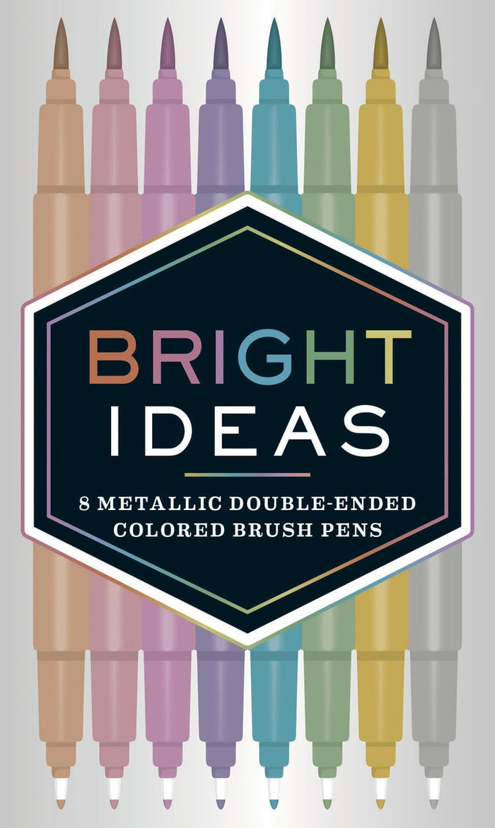 Bright Ideas - 8 Metallic Double-Ended Colored Brush Pens (Dual Brush Pens, Brush Pens for Lettering, Brush Pens with Dual Tips)
