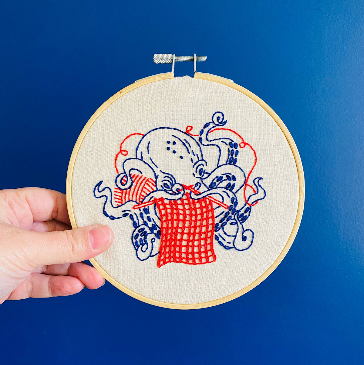 Hook, Line & Tinker - Knitting Octopus Complete Embroidery Kit