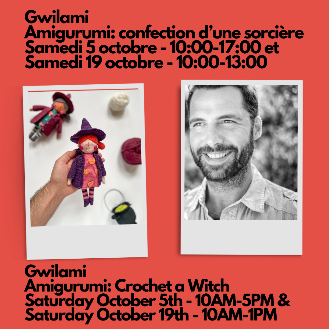 Gwilami - Amigurumi ; confection d’une sorcière au crochet - Samedi, 5 octobre - 10h à 17h et Samedi, 19 octobre - 10h à 13h
