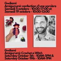 Gwilami - Amigurumi ; confection d’une sorcière au crochet - Samedi, 5 octobre - 10h à 17h et Samedi, 19 octobre - 10h à 13h
