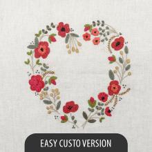 Un chat dans l'aiguille -Rouge coquelicots (June embroidered heart) - EASY CUSTO (Code: C-00189)