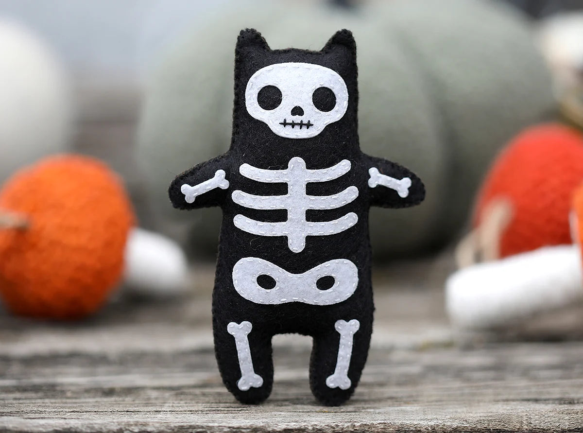 Kiriki Press - Skeleton Cat - Felt Doll Kit