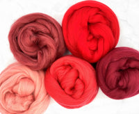 World of Wool - Carded merino wool THE ROSY RED COLLECTION 250g