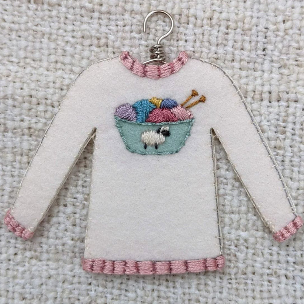 Knitted Bliss - Mini Sweater Ornament Embroidery Kit