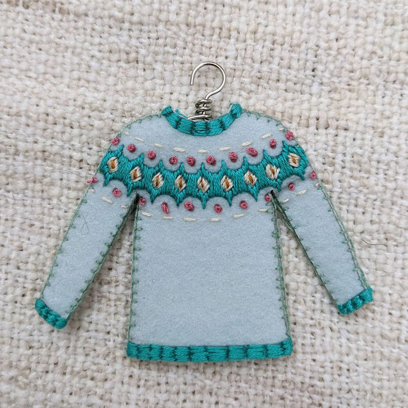 Knitted Bliss - Mini Sweater Ornament Embroidery Kit