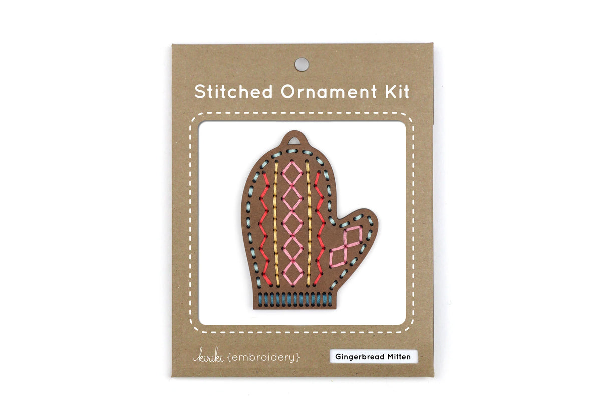 Kiriki Press - Gingerbread Mitten - Embroidered Ornament Kit