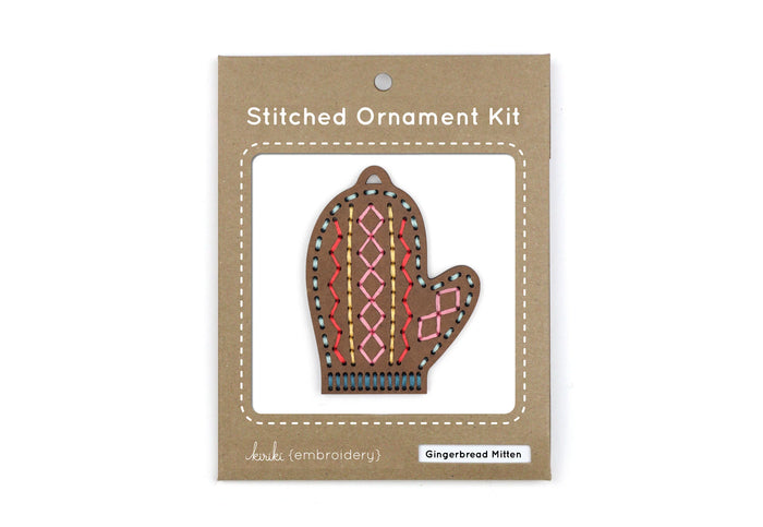 Kiriki Press - Gingerbread Mitten - Embroidered Ornament Kit