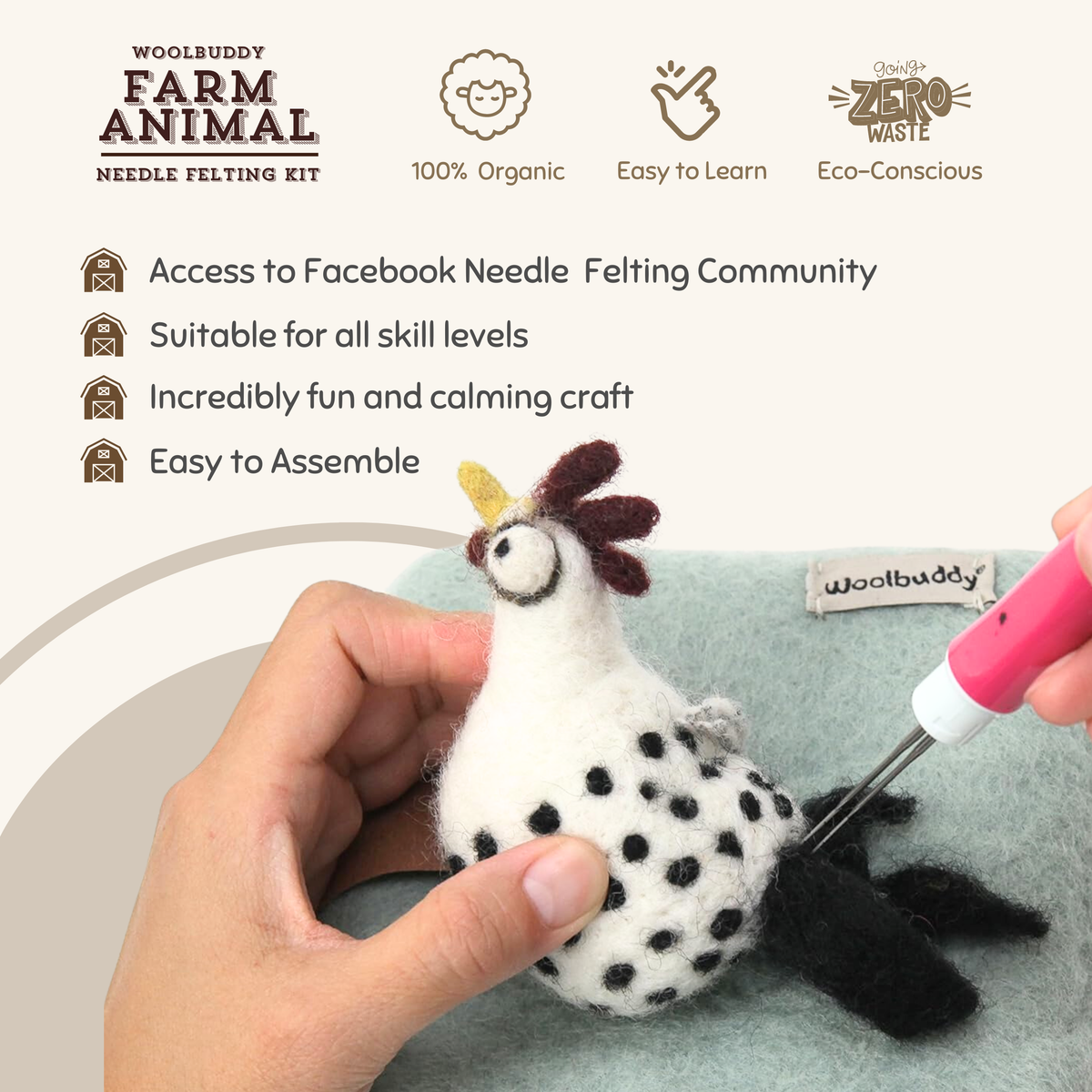 Woolbuddy - DIY Needle Felting Farm Collection Kit –Craft 6 cute animals