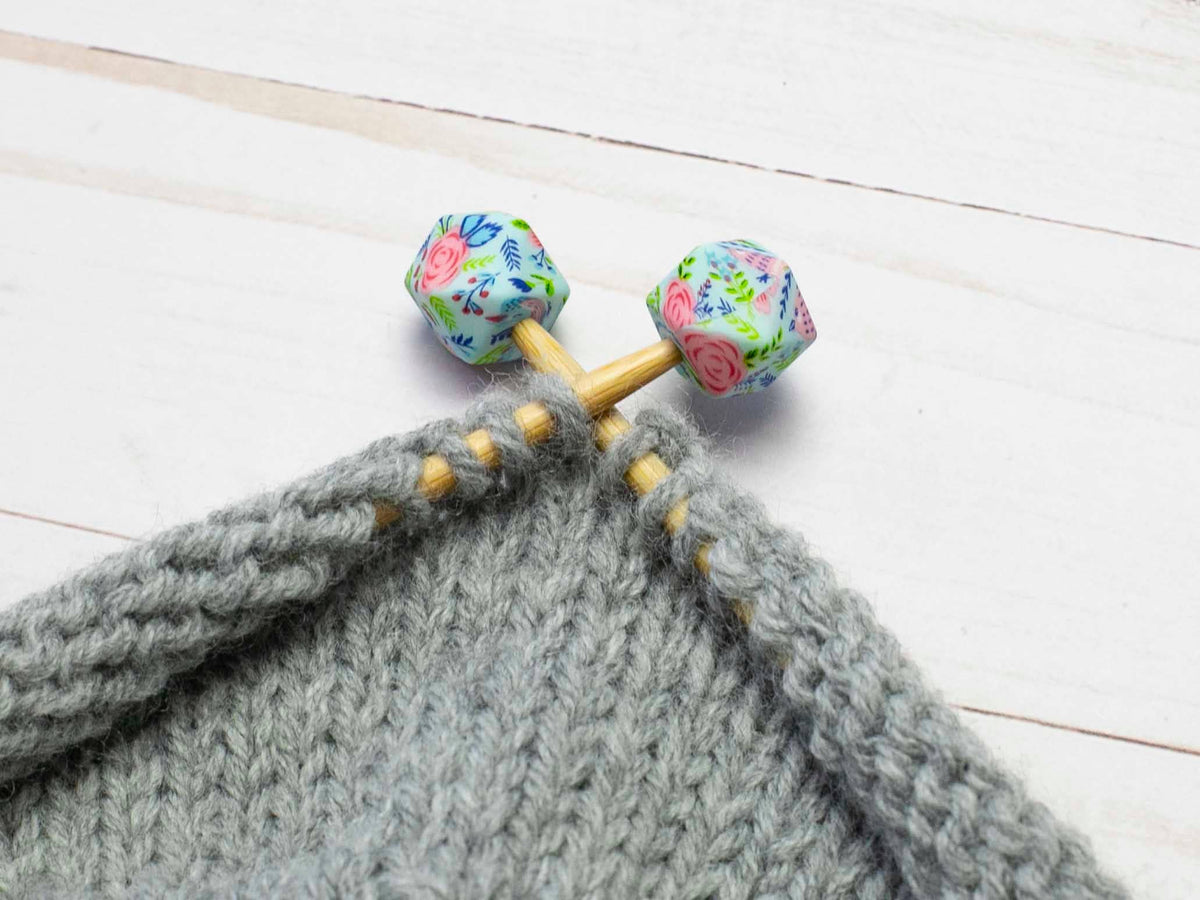Fox & Pine - *Small Hole* Blue Floral Hexagon | Stitch Stoppers