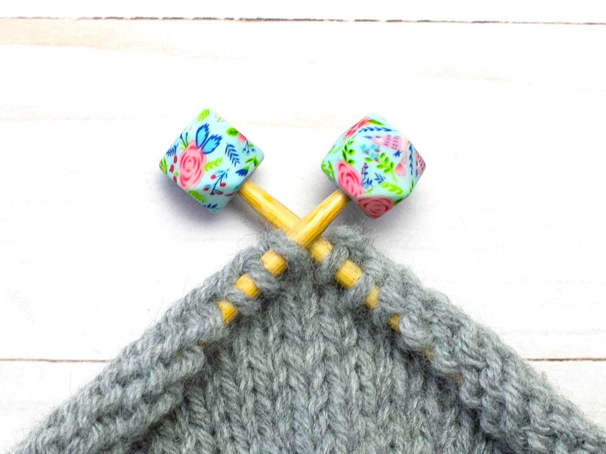 Fox & Pine - *Small Hole* Blue Floral Hexagon | Stitch Stoppers