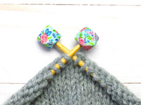 Fox & Pine - *Small Hole* Blue Floral Hexagon | Stitch Stoppers