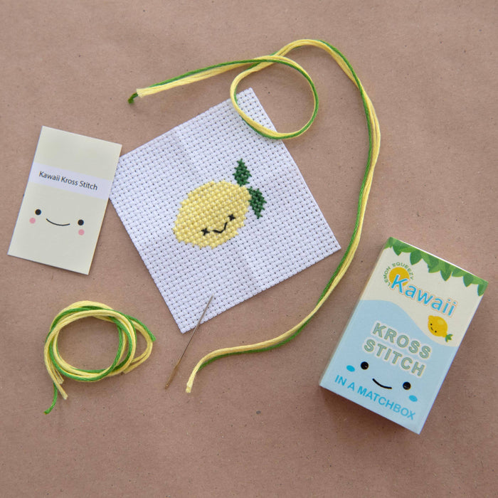 Marvling Bros Ltd - Kawaii Lemon Mini Cross Stitch Kit In A Matchbox