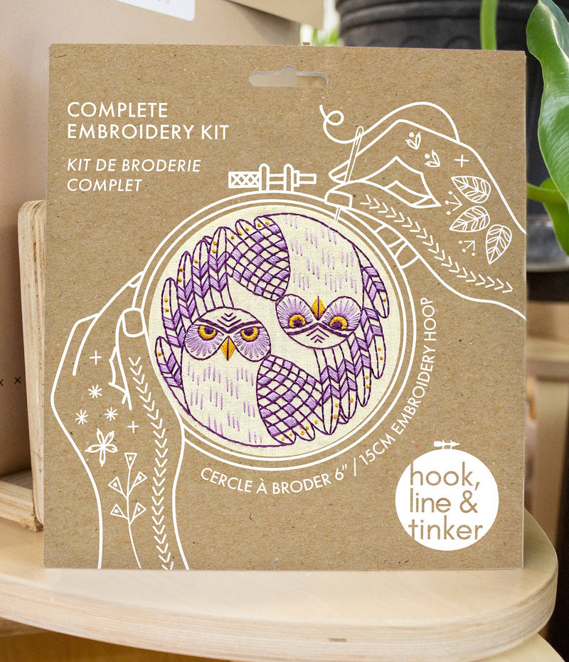 Hook, Line & Tinker - Burrowing Owls Complete Embroidery Kit