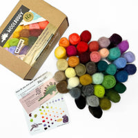 Woolbuddy - Eco Wool Fibre Collection Kit – 40 or 60 Colors - for spinning and felting