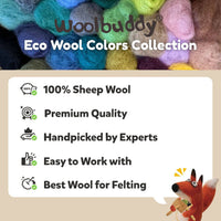 Woolbuddy - Eco Wool Fibre Collection Kit – 40 or 60 Colors - for spinning and felting