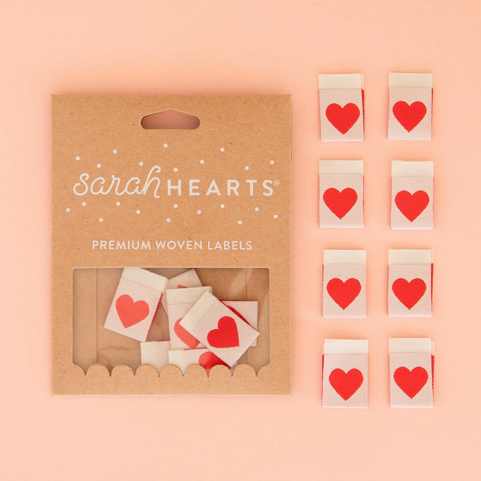 Sarah Hearts - Red Heart - Sewing Woven Quilt and Garment Labels