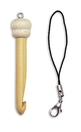 Kinki Amibari - Bamboo Crochet Hook Key Chain, 6cm / 2.4" (Strap Type: Daruma)