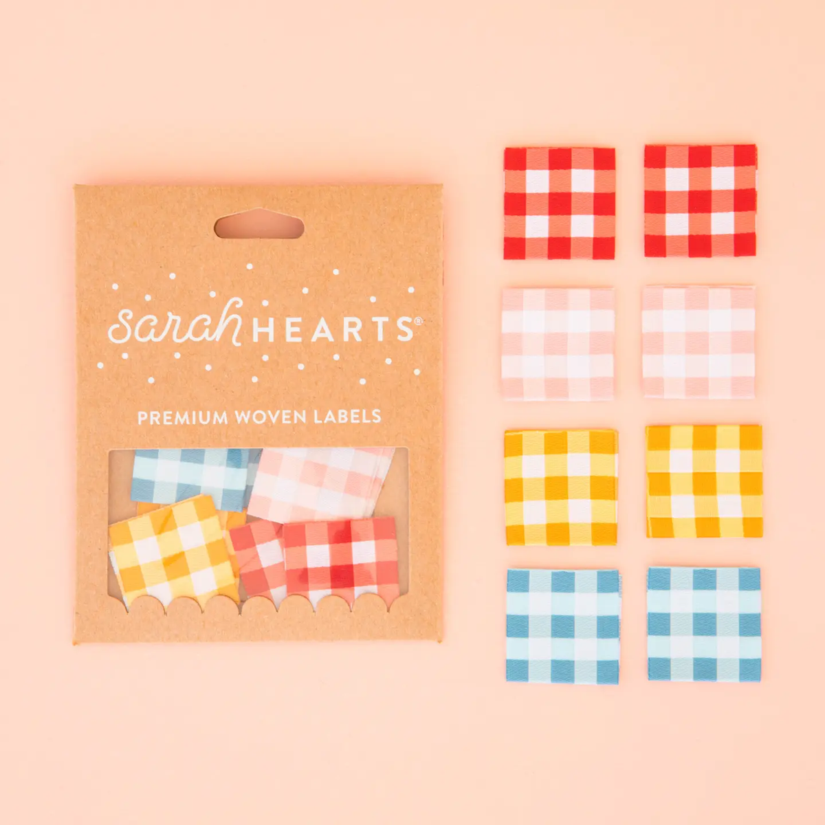 Sarah Hearts - Gingham Multipack - Sewing Woven Clothing and Quilt Labels