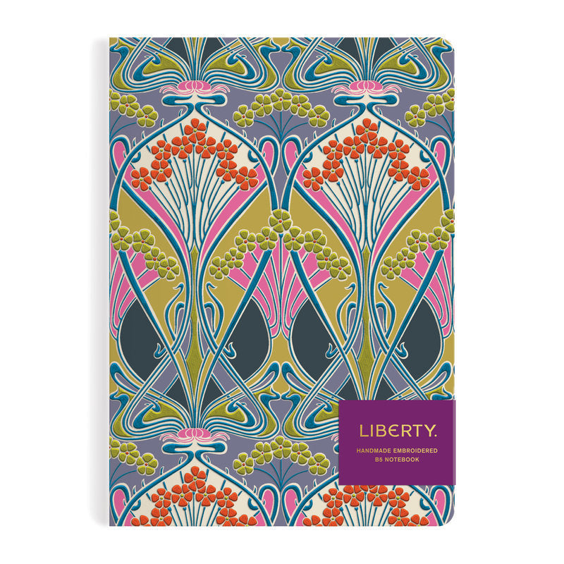 Stationery - Liberty Ianthe Lichen Handmade Embroidered B5 Journal