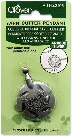 Clover Yarn Cutter Pendant/Antique Silver