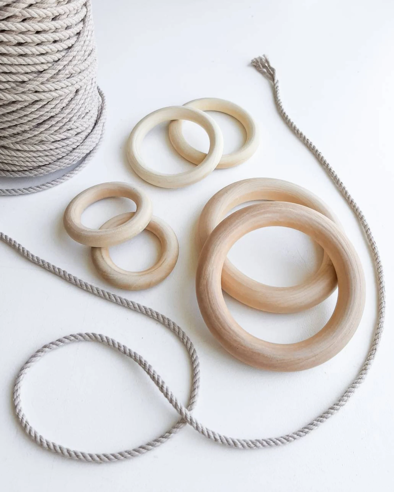 Macrame by JM - Wood Macrame rings/ 6 pieces, macrame supplies, 55mm, 70mm, 95mm, natural unfinished wood, plant hanger rings, macrame rings, wood rings
