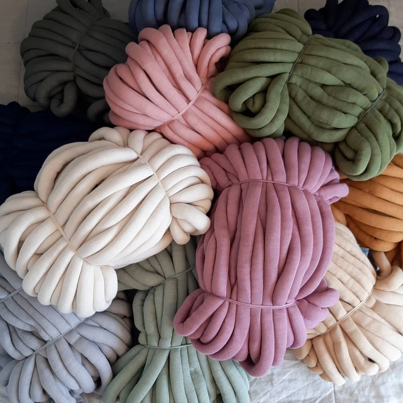 Macrame by JM - Chunky Cotton TUBE Yarn/ 30 meters/ Jumbo Yarn/ Chunky Blanket/ Cotton Tube Yarn/XL Yarn/ Arm Knitting