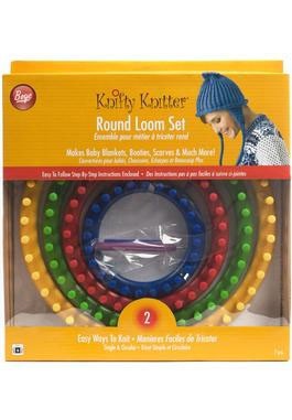 Boye - Knifty Knitter Round Loom Set: Set Includes 4 Looms, 1 Hook, 1 Needle.