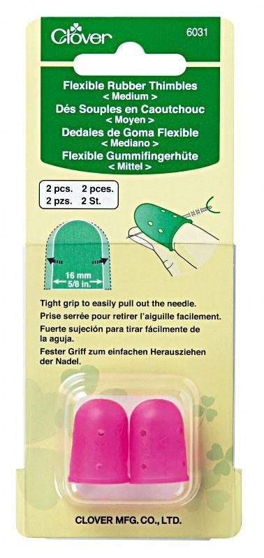 Clover -  Flexible Rubber Thimble - Medium (16mm 5/8"), Pink, 2pc.
