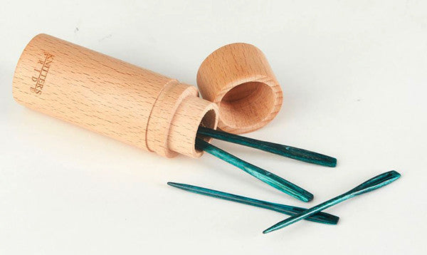 Knitter's Pride - Teal Wooden Darning Needles in Beech Wood Container, 4pc.
